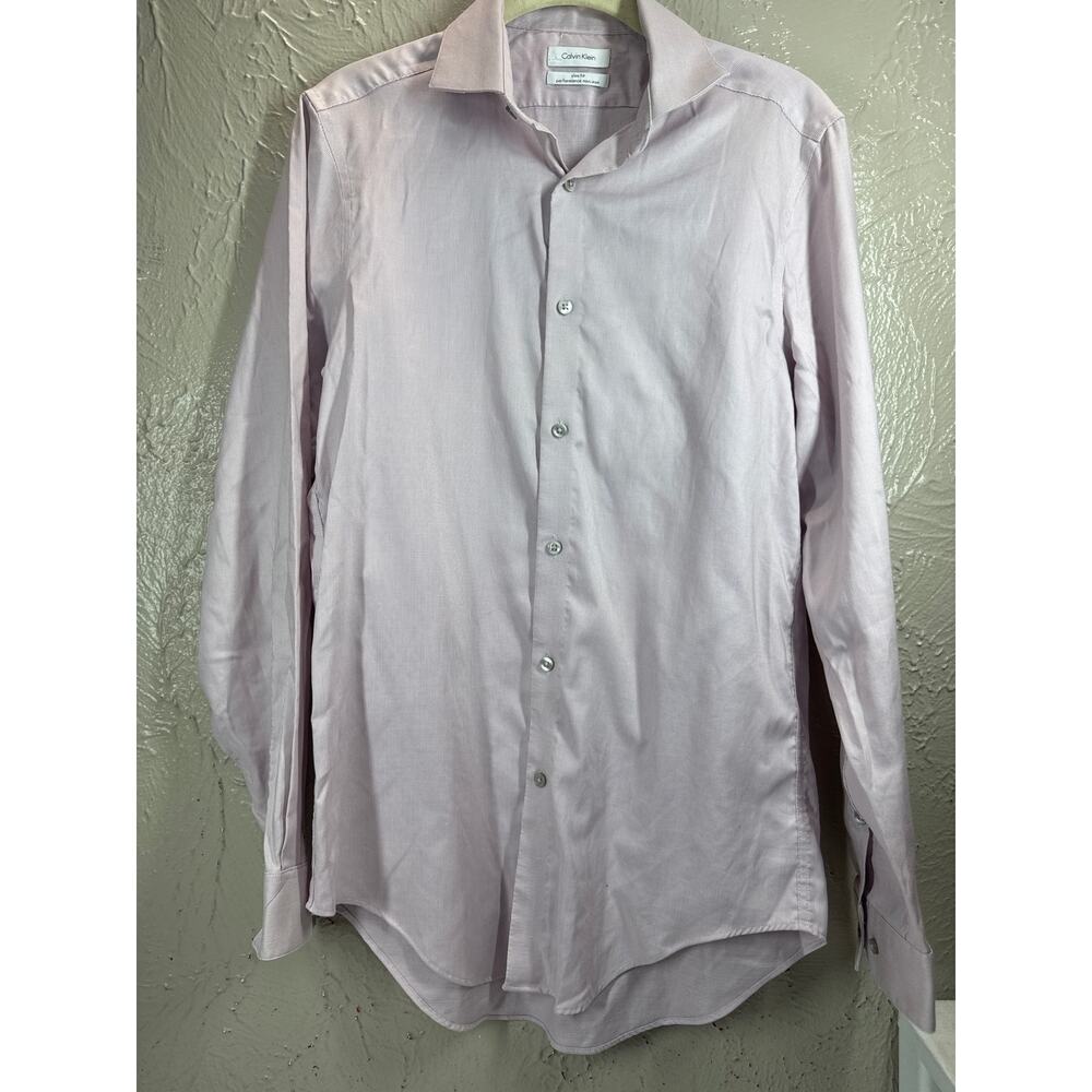 Calvin Klein Slim Fit Performance No‎ Iron Long Sleeve Button Down Sz 14.5 32-33